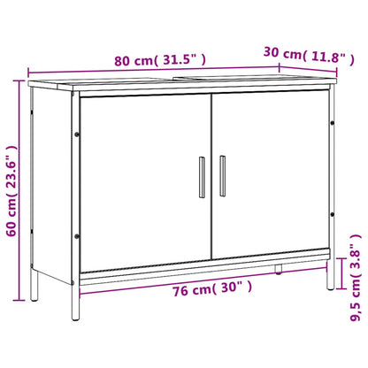 Tvättställsskåp svart 80x30x60 cm konstruerat trä