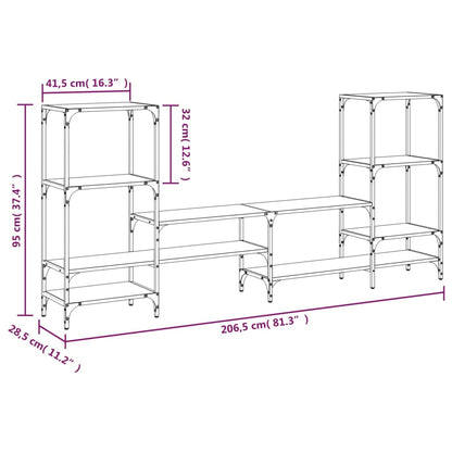 TV-skåp rökfärgad ek 206,5x28,5x95 cm konstruerat trä