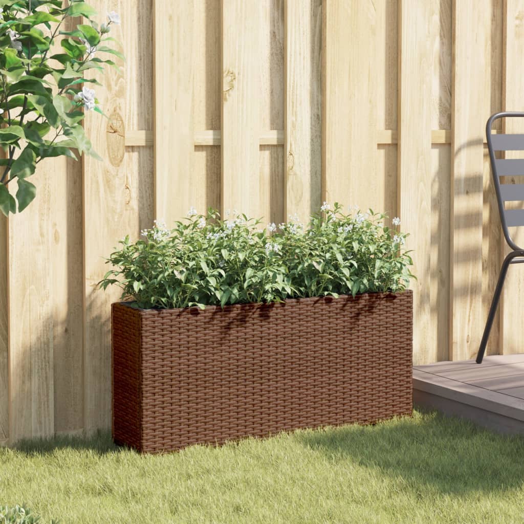 Odlingslåda med 2 krukor brun 90x20x40 cm konstrotting
