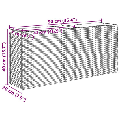 Odlingslåda med 2 krukor brun 90x20x40 cm konstrotting