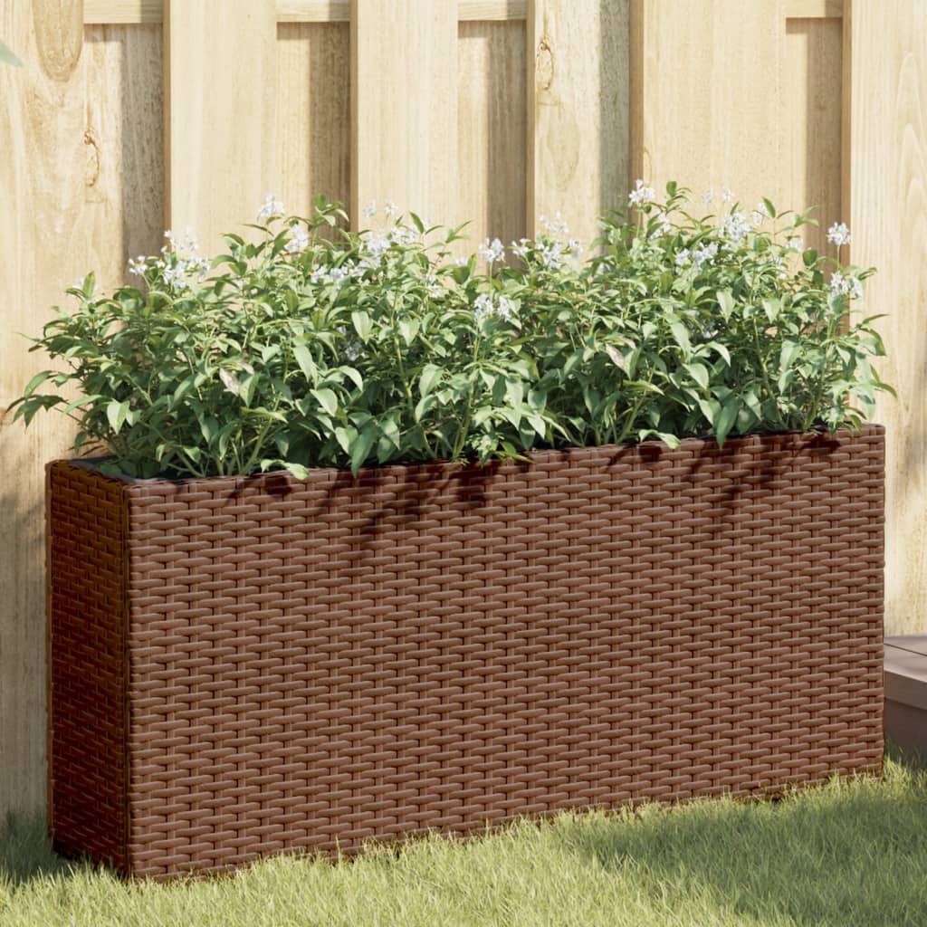 Odlingslåda med 2 krukor brun 90x20x40 cm konstrotting