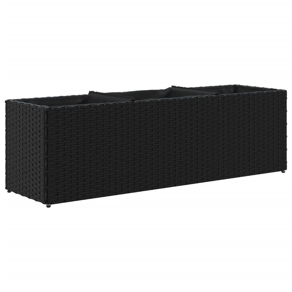 Odlingslåda med 3 krukor svart 105x30x32 cm konstrotting
