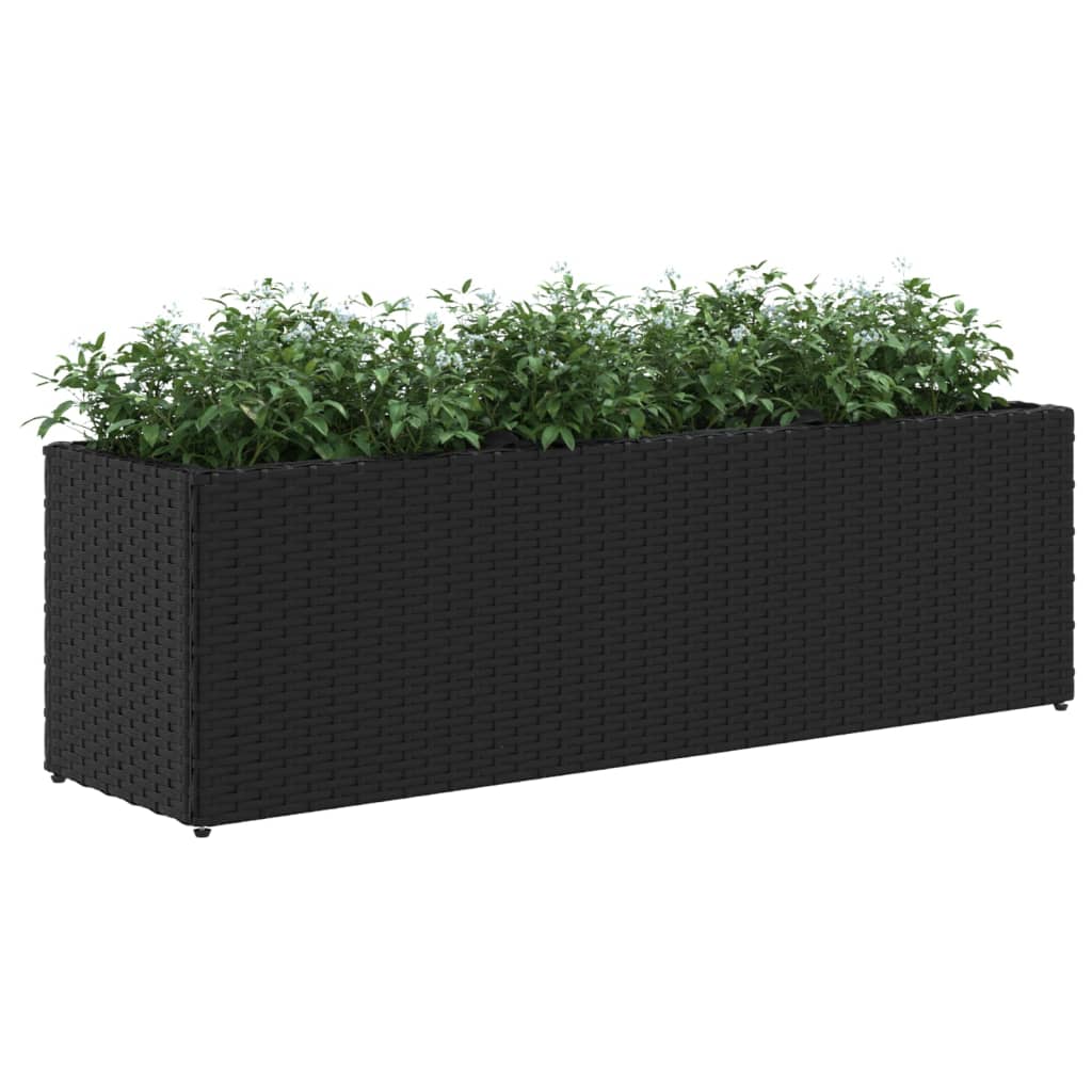 Odlingslåda med 3 krukor svart 105x30x32 cm konstrotting