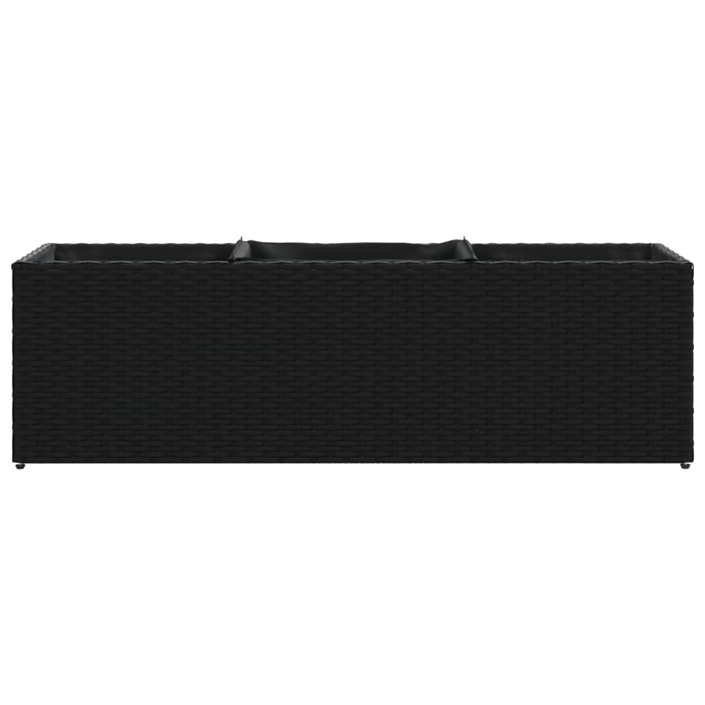 Odlingslåda med 3 krukor svart 105x30x32 cm konstrotting