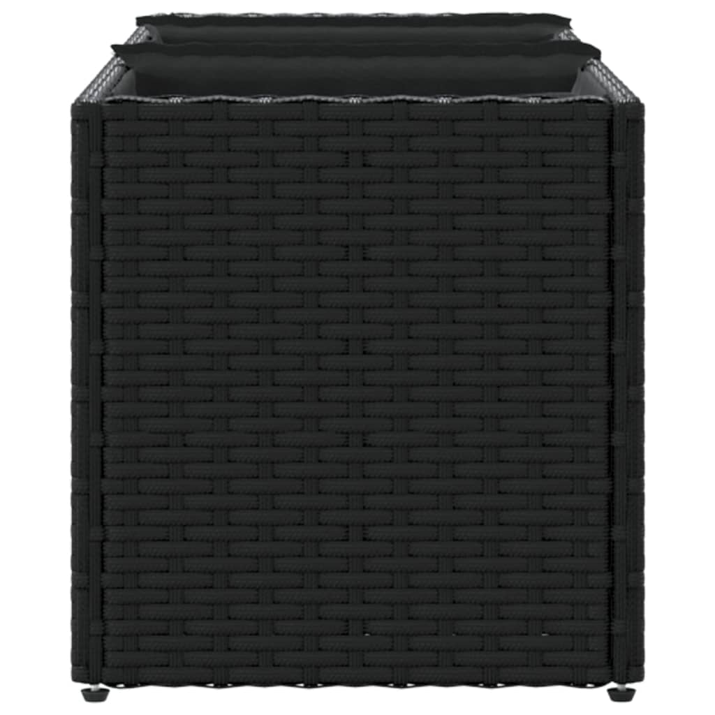 Odlingslåda med 3 krukor svart 105x30x32 cm konstrotting