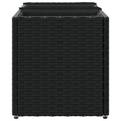 Odlingslåda med 3 krukor svart 105x30x32 cm konstrotting