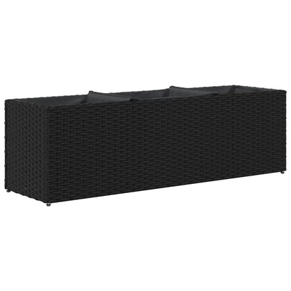 Odlingslåda med 3 krukor svart 105x30x32 cm konstrotting