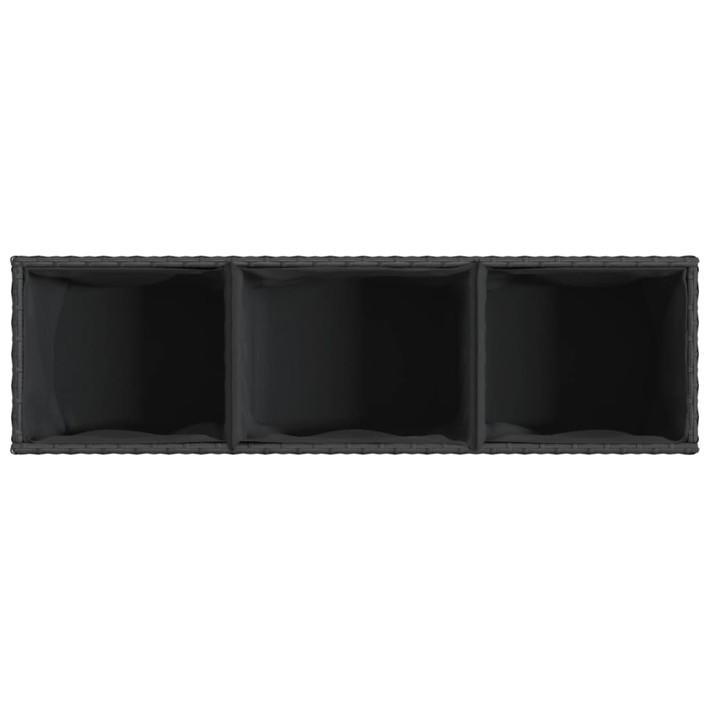 Odlingslåda med 3 krukor svart 105x30x32 cm konstrotting