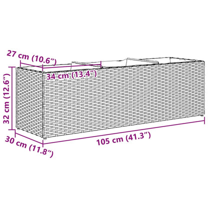 Odlingslåda med 3 krukor svart 105x30x32 cm konstrotting