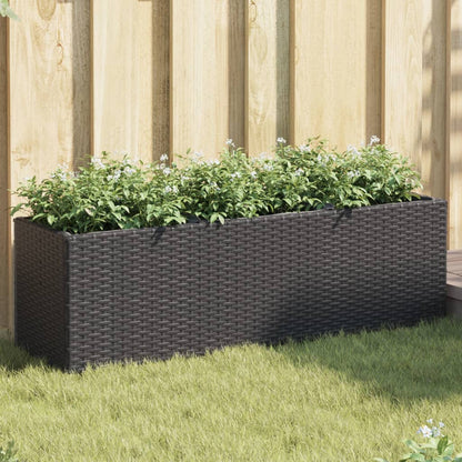 Odlingslåda med 3 krukor svart 105x30x32 cm konstrotting