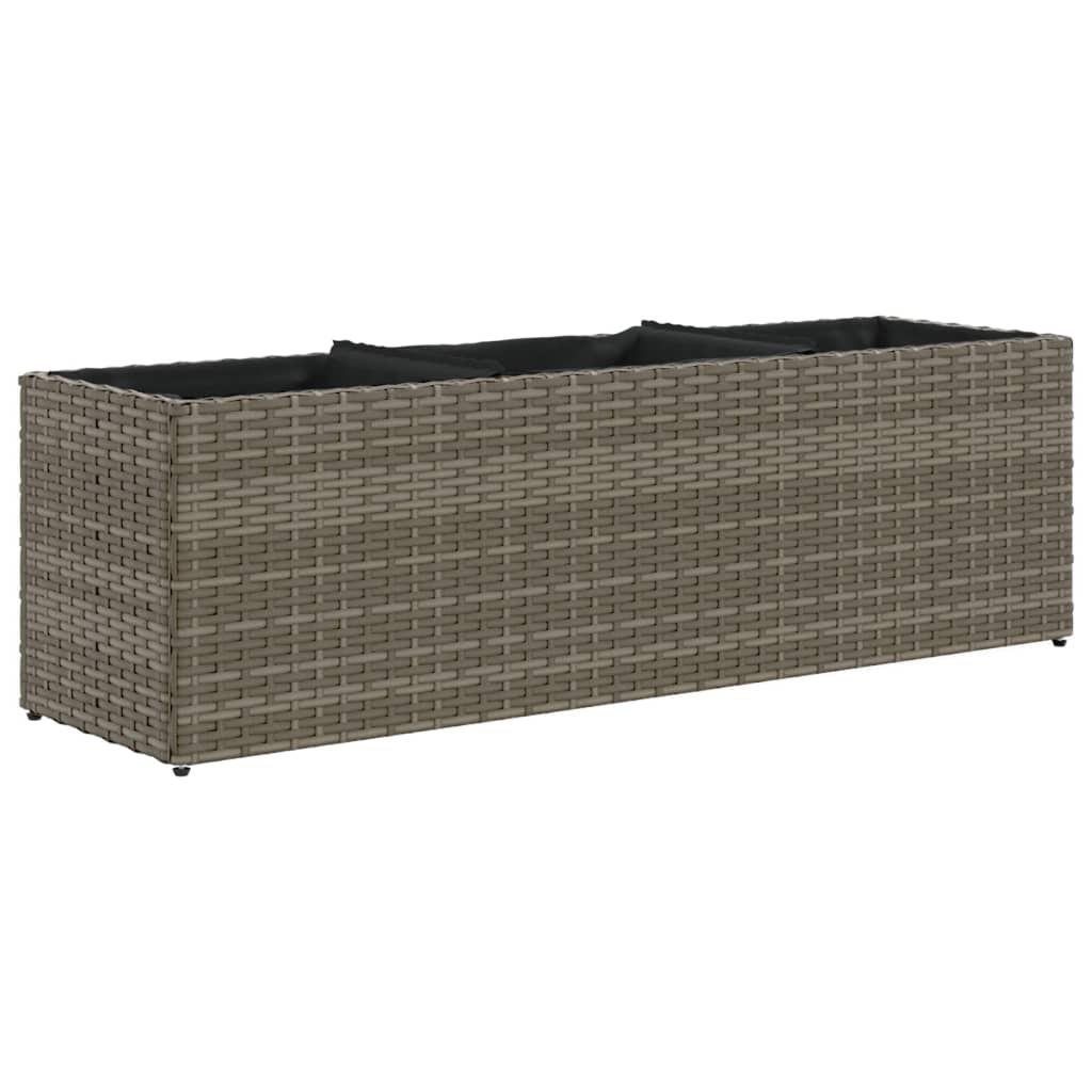 Odlingslåda med 3 krukor grå 105x30x32 cm konstrotting