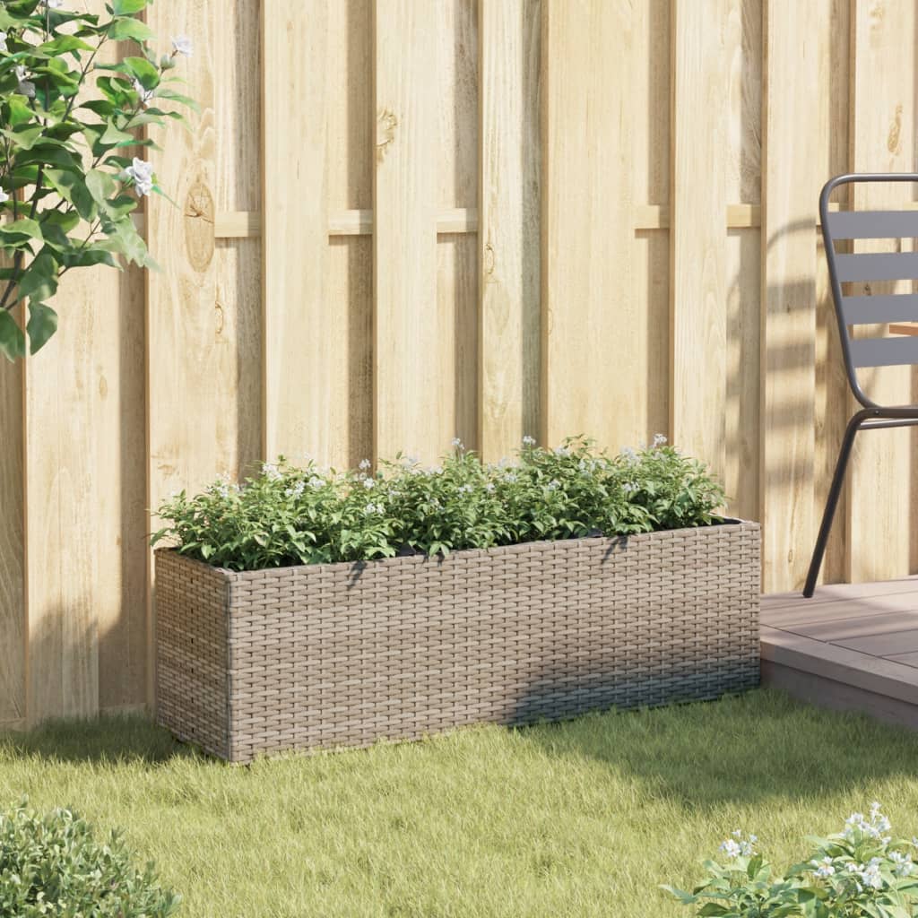 Odlingslåda med 3 krukor grå 105x30x32 cm konstrotting