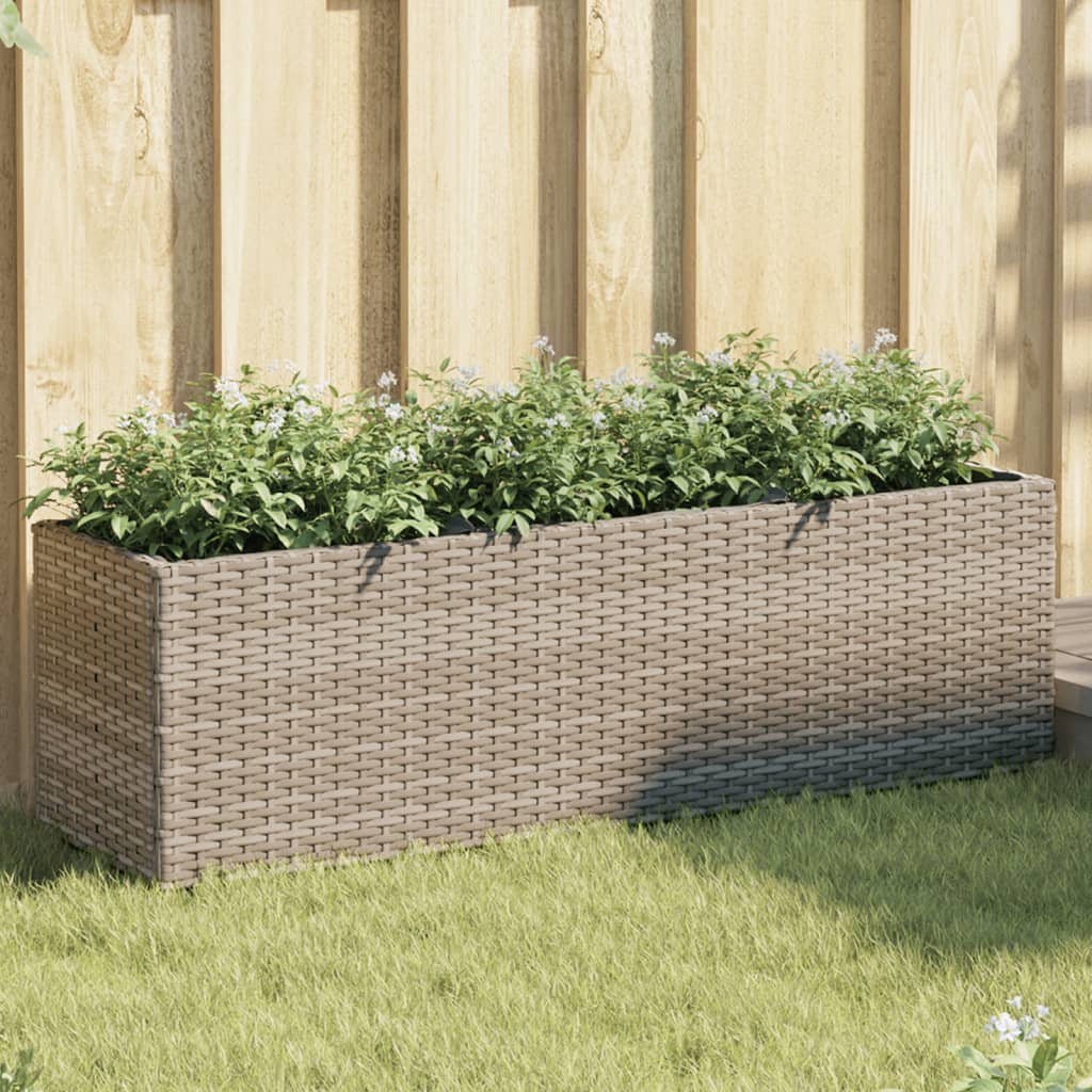 Odlingslåda med 3 krukor grå 105x30x32 cm konstrotting