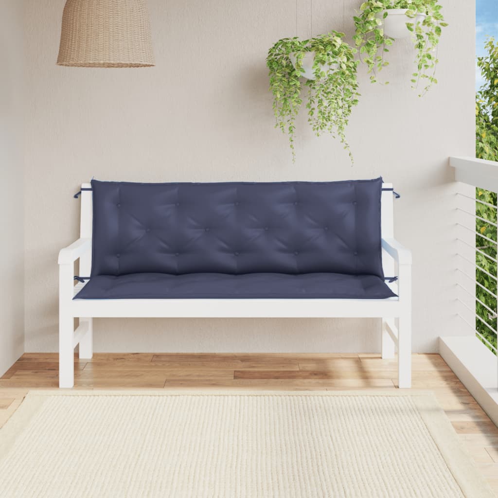 Bänkdynor för trädgården 2st marinblå 150x50x7cm oxfordtyg