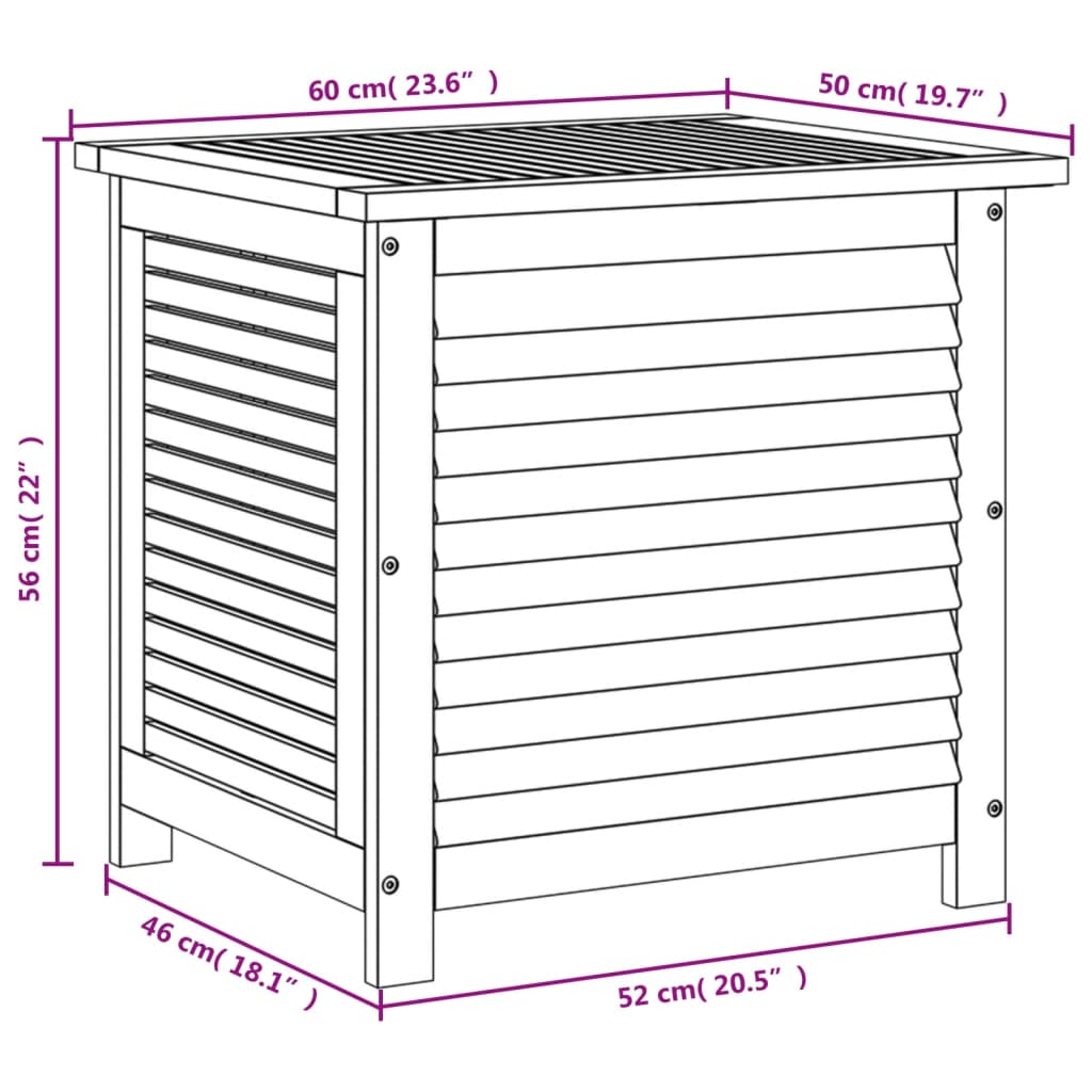 Dynbox 60x50x56 cm massivt akaciaträ