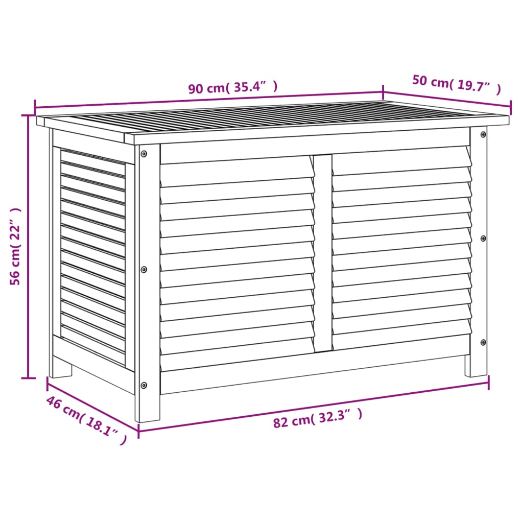 Dynbox 90x50x56 cm massivt akaciaträ