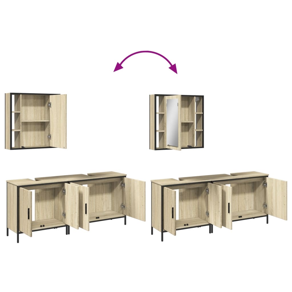 Badrumsskåp set 3 delar sonoma-ek konstruerat trä