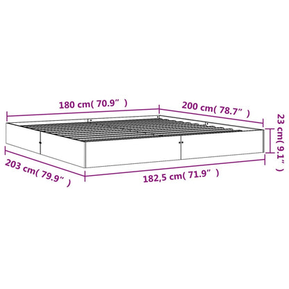 Sängram utan madrass vaxbrun 180x200 cm massiv furu