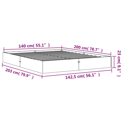 Sängram utan madrass vaxbrun 140x200 cm massiv furu