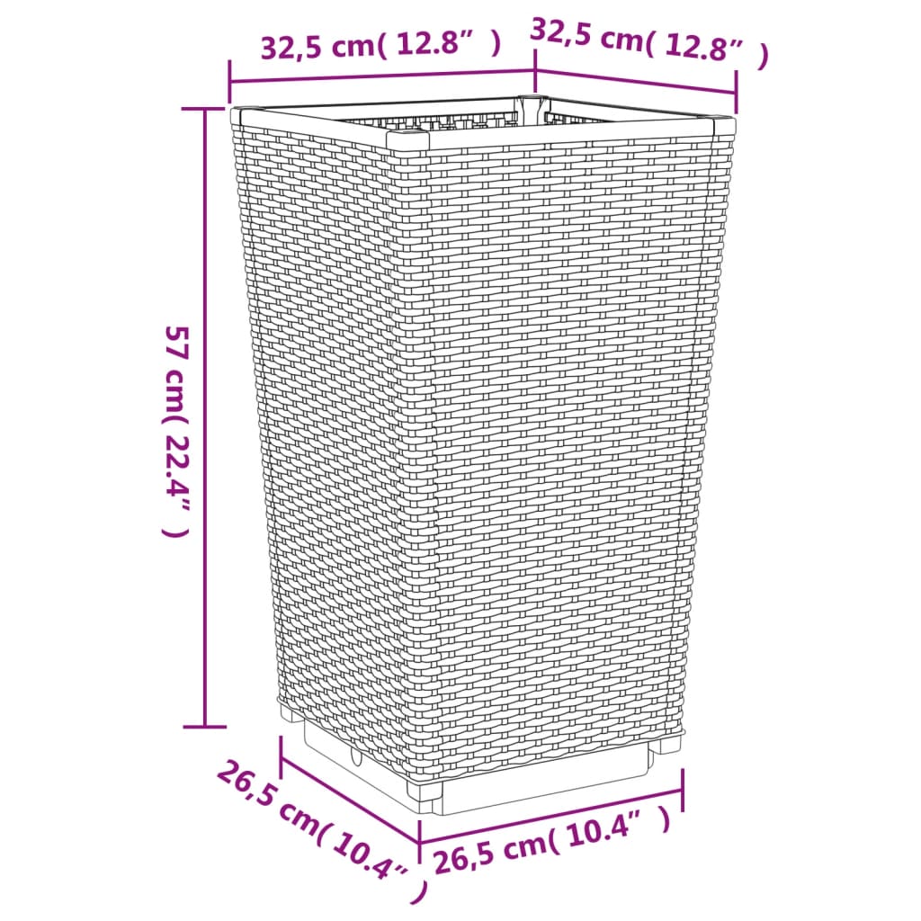 Odlingslådor 4 st brun 32,5x32,5x57 cm PP