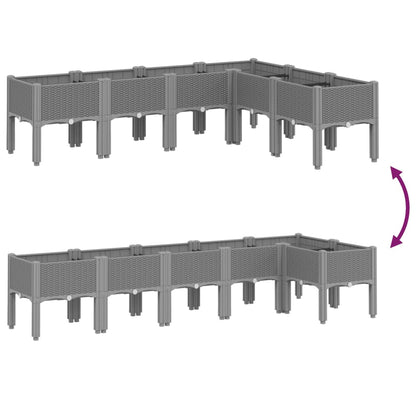 Odlingslåda med ben ljusgrå 160x120x42 cm PP