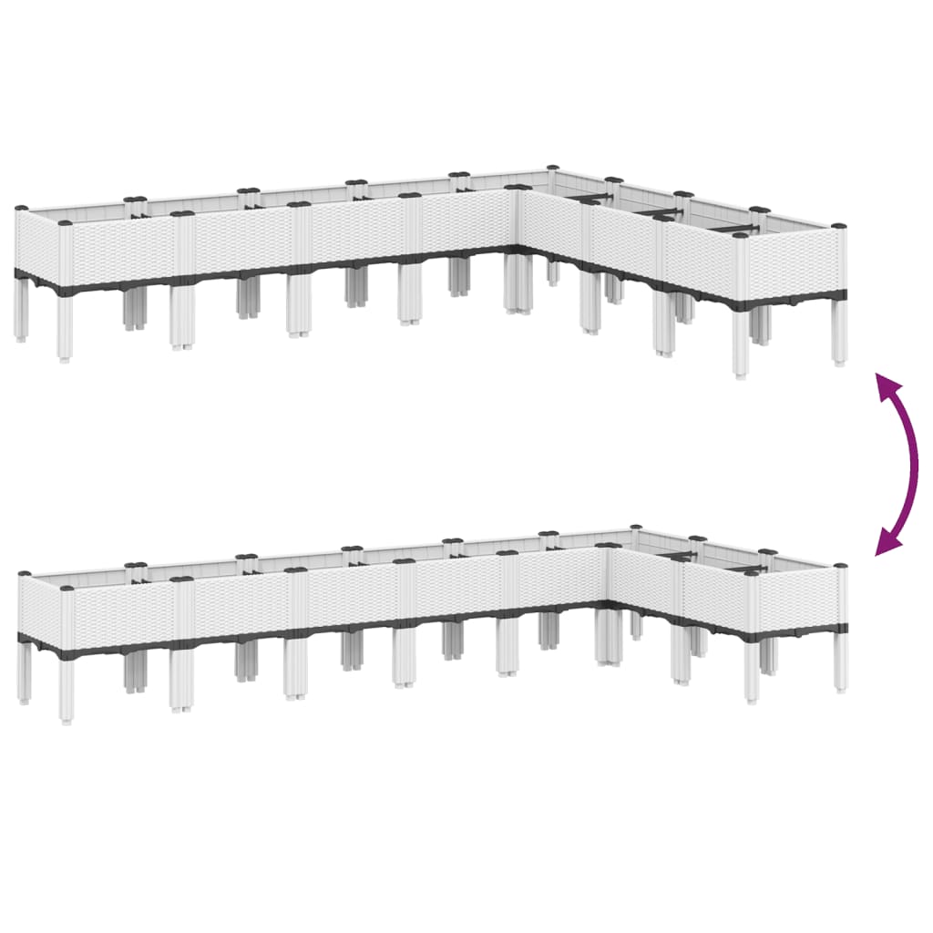Odlingslåda med ben vit 200x160x42 cm PP