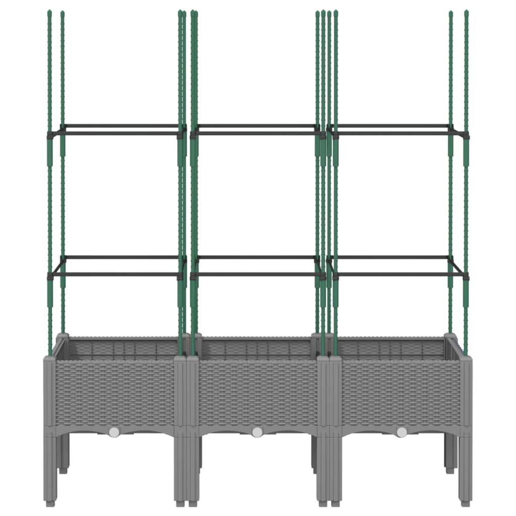 Odlingslåda med spaljé ljusgrå 120x40x142,5 cm PP