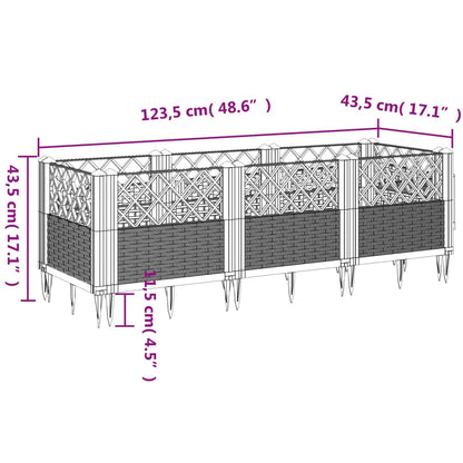 Odlingslåda med piggar svart 123,5x43,5x43,5 cm PP