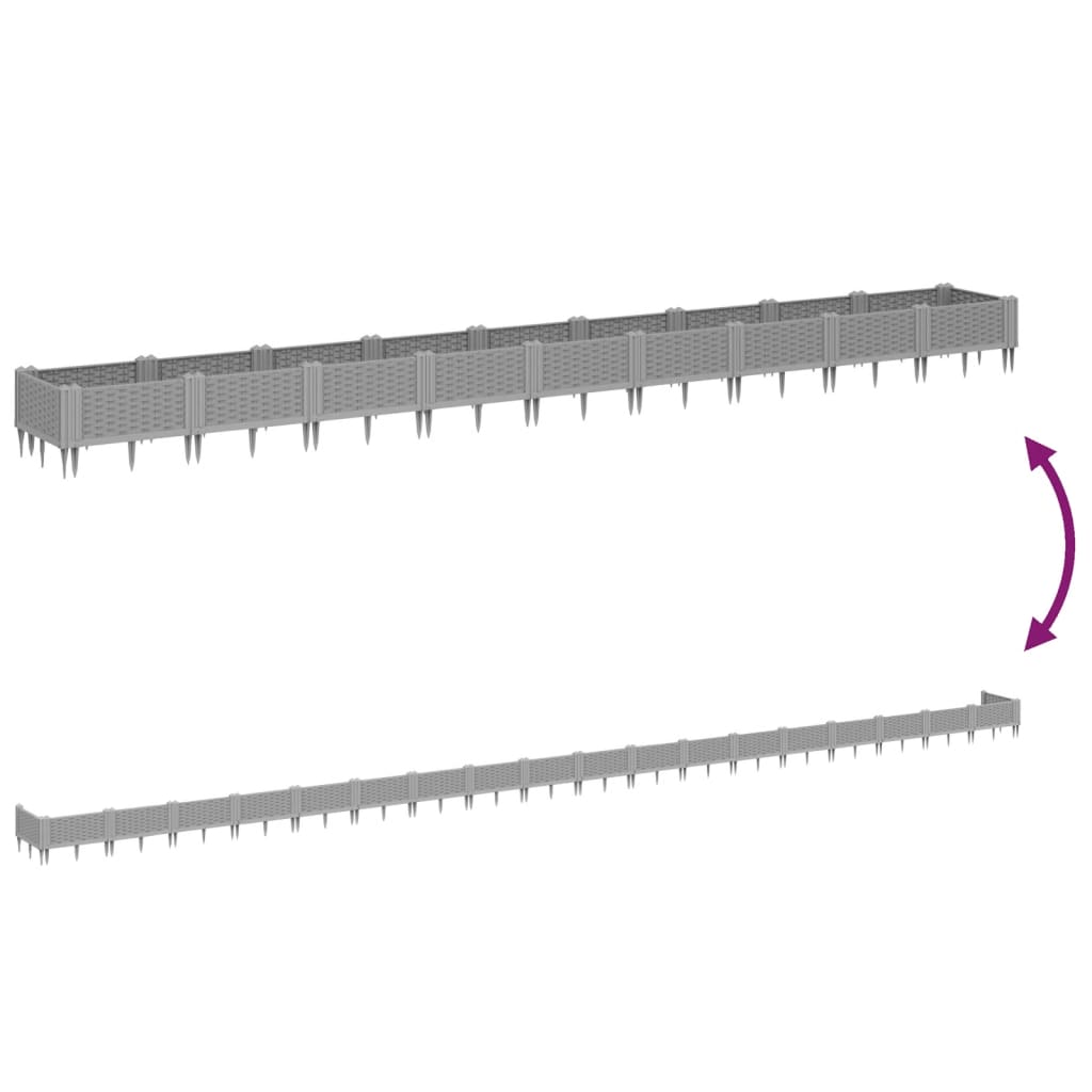 Odlingslåda med piggar ljusgrå 362,5x42,5x28,5 cm PP