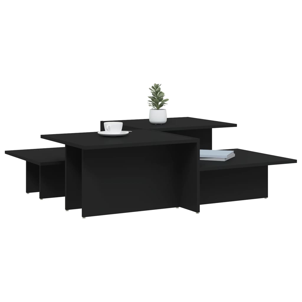 Coffee Tables 2 pcs Svart Konstruerat Trä