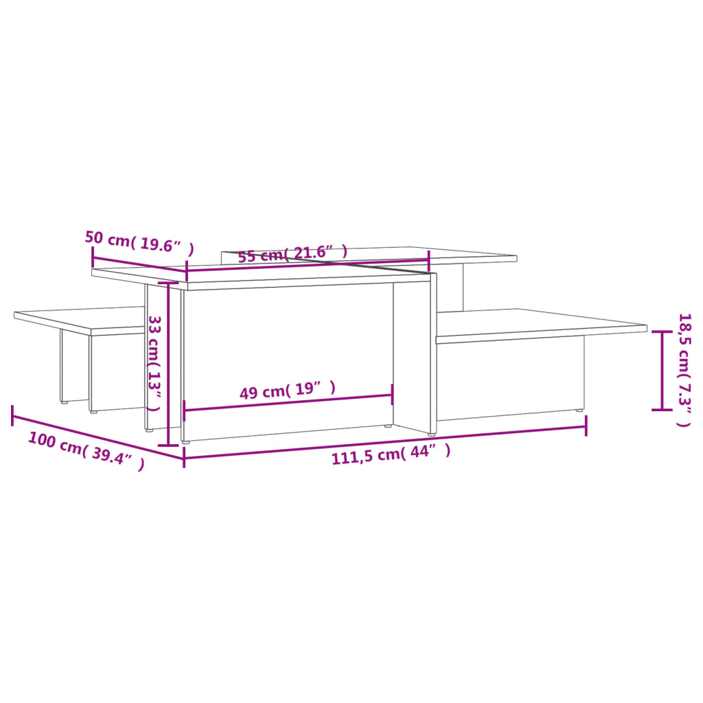 Coffee Tables 2 pcs Svart Konstruerat Trä