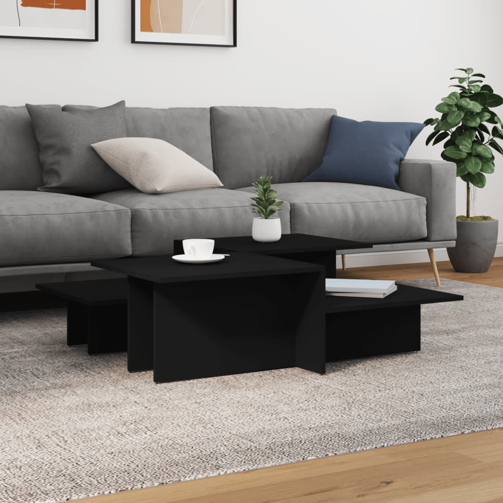 Coffee Tables 2 pcs Svart Konstruerat Trä