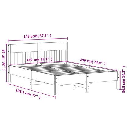 Sängram utan madrass 140x190 cm massiv furu