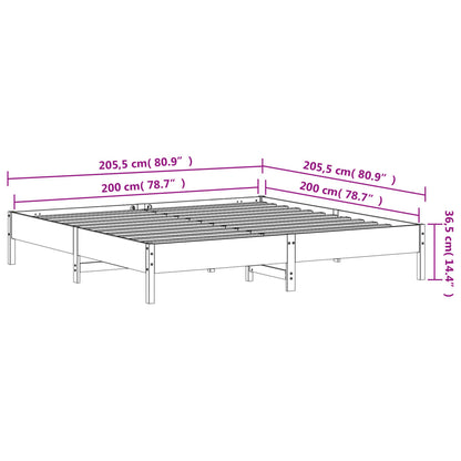 Sängram utan madrass 200x200 cm massiv furu