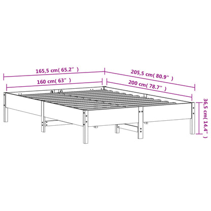 Sängram utan madrass vit 160x200 cm massiv furu