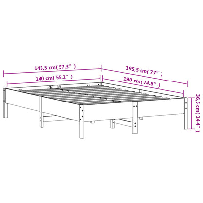 Sängram utan madrass 140x190 cm massiv furu