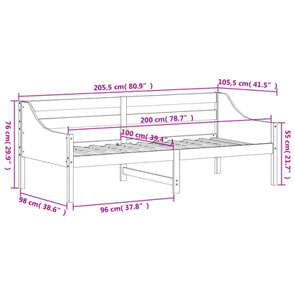 Dagbädd utan madrass 100x200 cm massiv furu