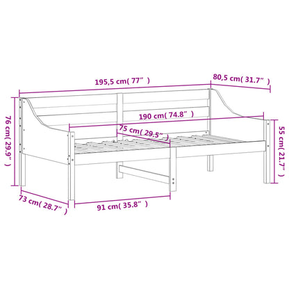 Dagbädd utan madrass 75x190 cm massiv trä furu