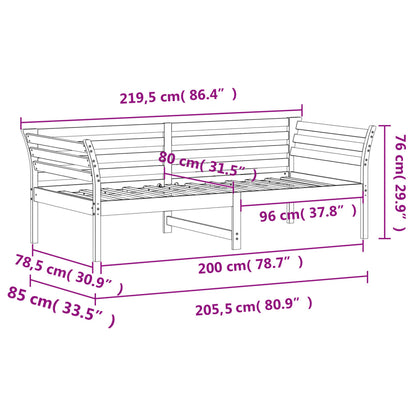 Dagbädd utan madrass vit 80x200 cm massiv furu