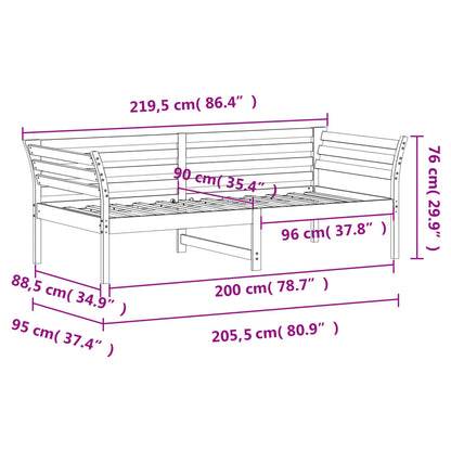 Dagbädd utan madrass vaxad brun 90x200 cm massiv furu