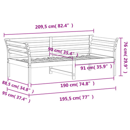 Dagbädd utan madrass 90x190 cm massiv furu