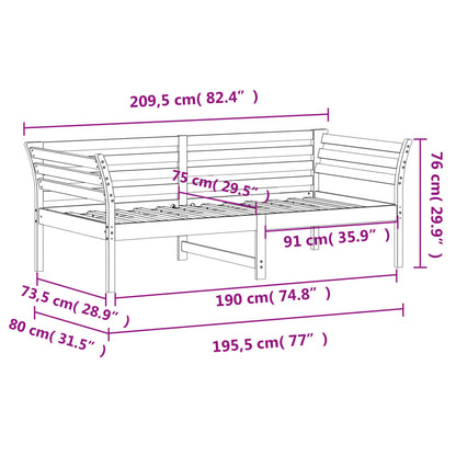 Dagbädd utan madrass 75x190 cm massiv trä furu