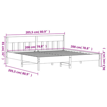 Sängram utan madrass 200x200 cm massiv furu