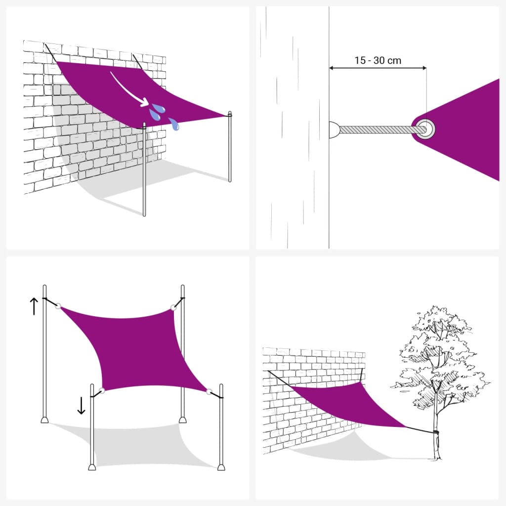 Solsegel ljusgrå 3,6x3,6 m 100% polyesteroxford