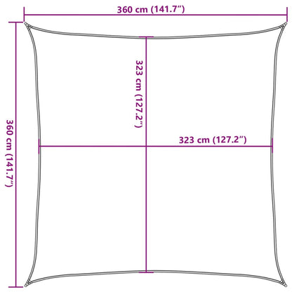 Solsegel ljusgrå 3,6x3,6 m 100% polyesteroxford