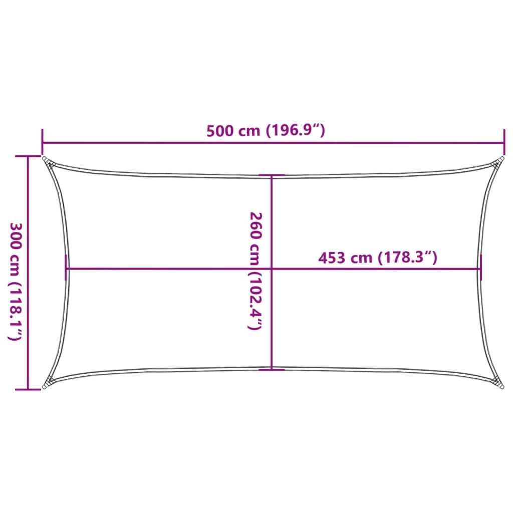 Solsegel ljusgrå 5x3 m 100% polyesteroxford