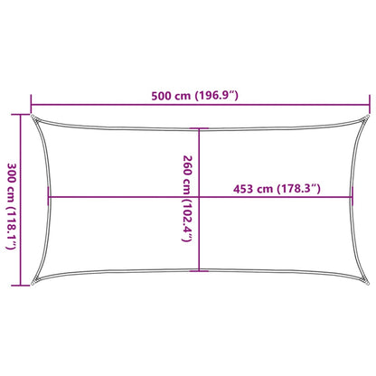 Solsegel ljusgrå 5x3 m 100% polyesteroxford