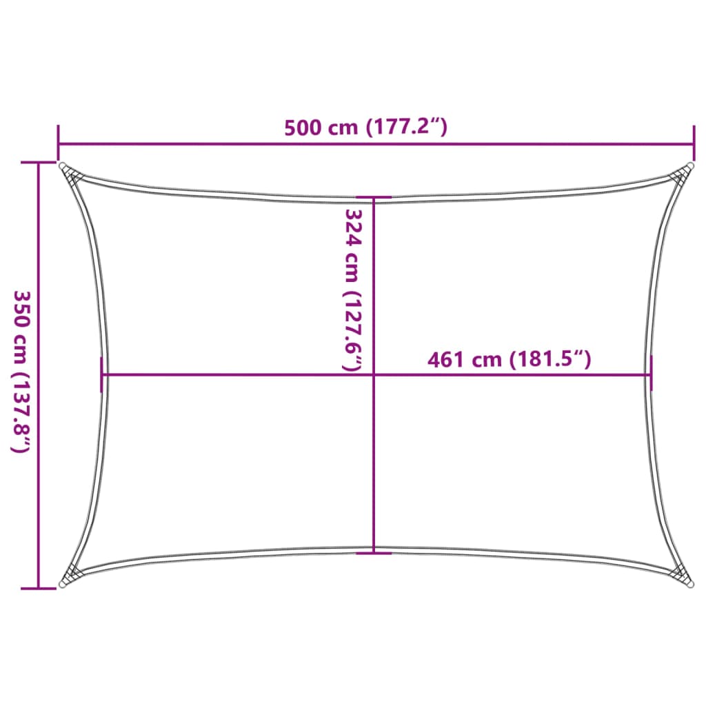 Solsegel ljusgrå 5x3,5 m 100% polyesteroxford