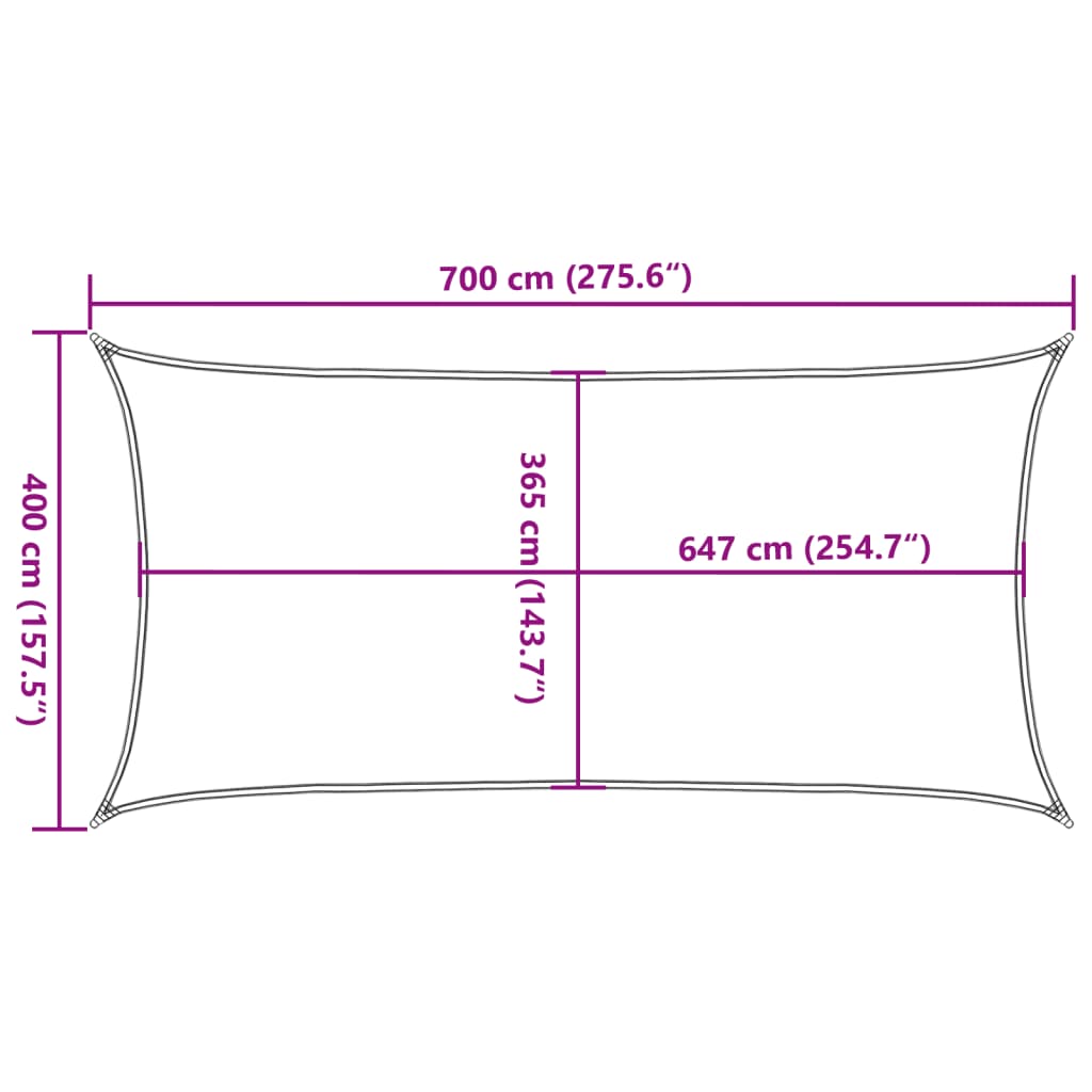 Solsegel ljusgrå 7x4 m 100% polyesteroxford