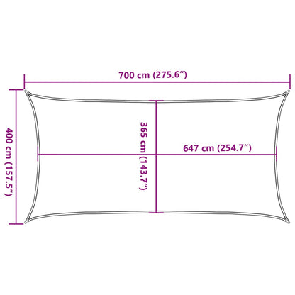 Solsegel ljusgrå 7x4 m 100% polyesteroxford